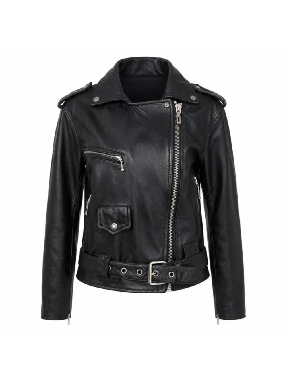 VTG Virginia Slims V Wear Women’s 100% Black Leather Motorcycle Jacket S